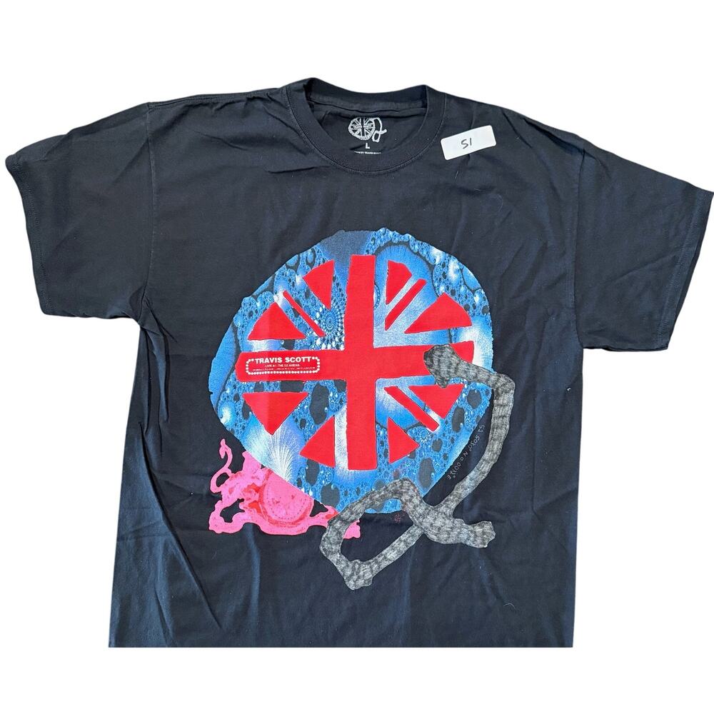 Travis Scott O2 Arena Live Union Jack London Exclusive Concert Tee*NEW*SIZE L